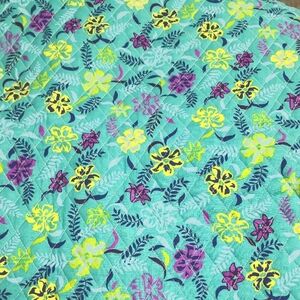 Floral Teal and Yellow Quilted By The Yard Fabric